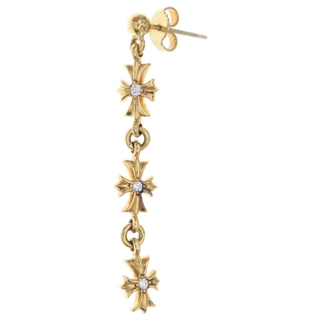 CHROME HEARTS(クロムハーツ) 22K TINY E CH PLS 3 タイニーECHプラス3ドロップ ゴールド ダイヤピアス