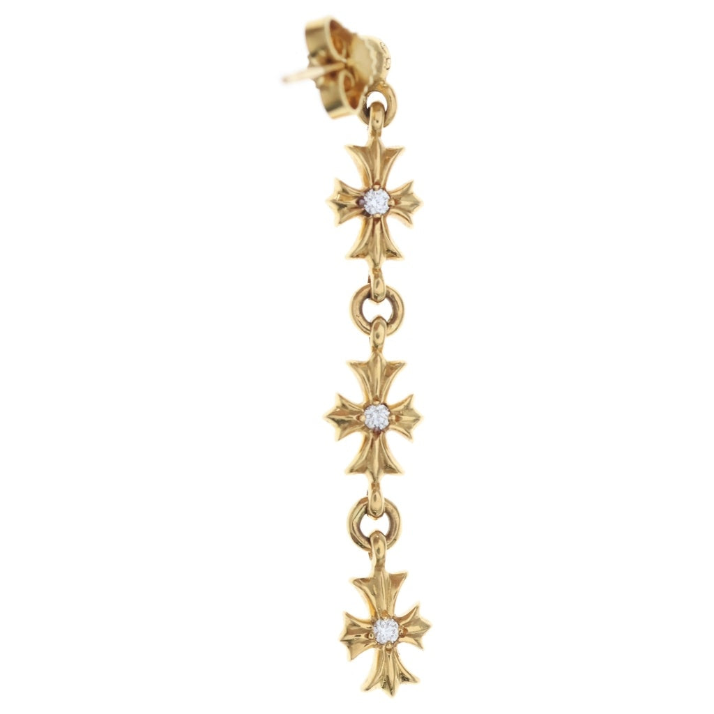CHROME HEARTS(クロムハーツ) 22K TINY E CH PLS 3 タイニーECHプラス3ドロップ ゴールド ダイヤピアス