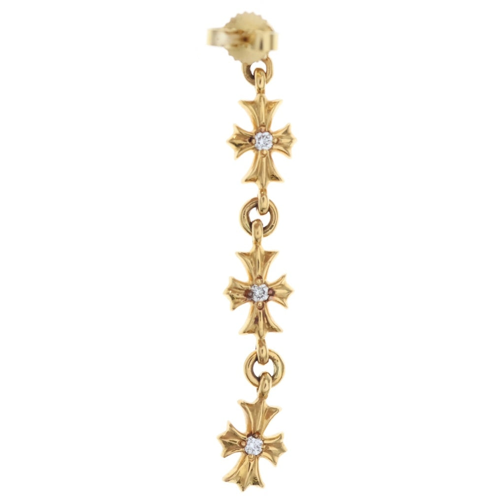 CHROME HEARTS(クロムハーツ) 22K TINY E CH PLS 3 タイニーECHプラス3ドロップ ゴールド ダイヤピアス