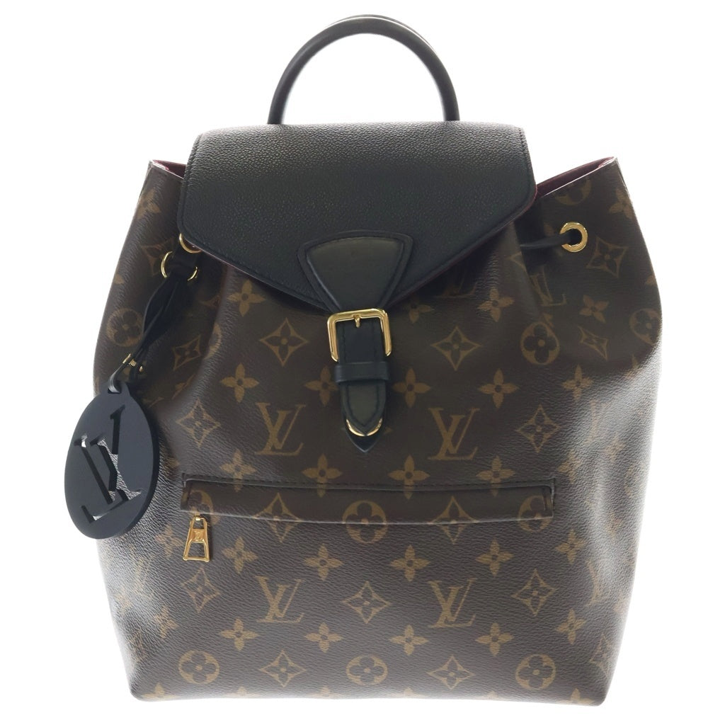 LOUIS VUITTON(ルイヴィトン) モンスリNM PM リュックサック バックパック モノグラム ブラック×ブラウン×ボルドー レザー×PVC M45515 ゴールド金具 レディース
