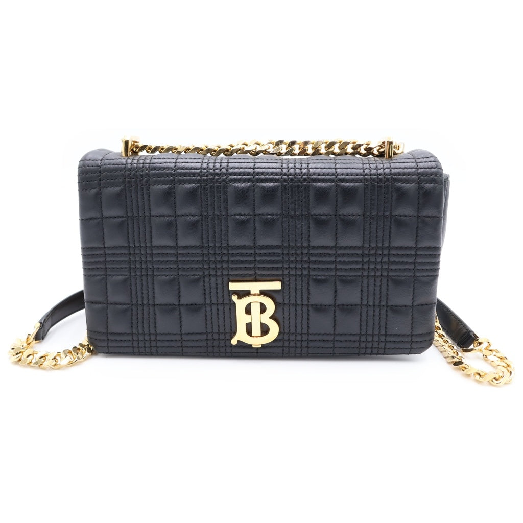 BURBERRY(バーバリー) TB ローラ チェーンショルダーバッグ ブラック レザー ゴールド金具 レディース