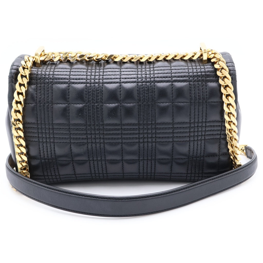 BURBERRY(バーバリー) TB ローラ チェーンショルダーバッグ ブラック レザー ゴールド金具 レディース