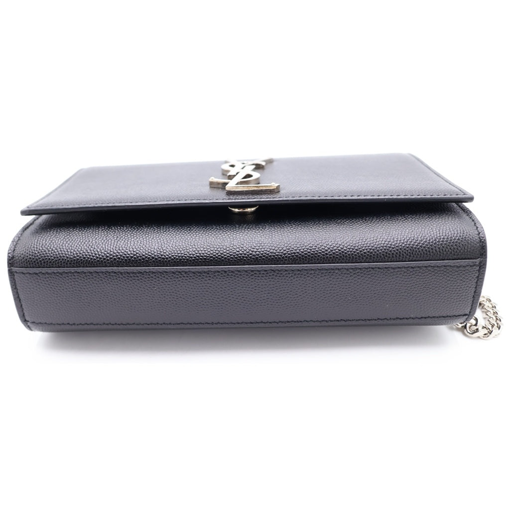 SAINT LAURENT PARIS(サンローランパリ) ケイト スモール レザー シルバー金具 チェーンショルダーバッグ ブラック レディース