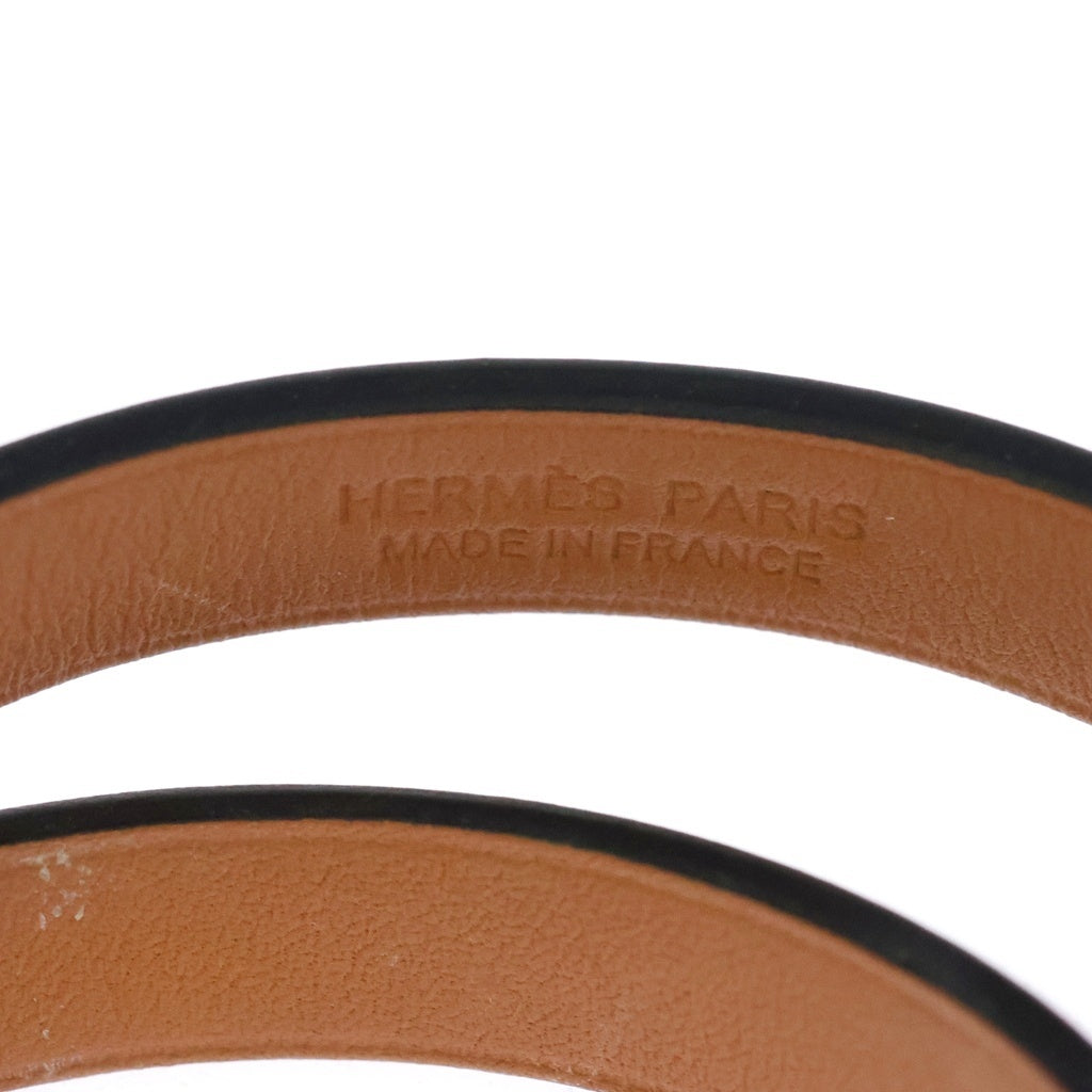 HERMES(エルメス) ミニケリー ドゥブルトゥール ブレスレット ブラック Y刻印 ゴールド金具 レディース