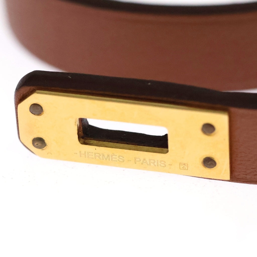 HERMES(エルメス) ミニケリー ドゥブルトゥール ブレスレット ブラウン Y刻印 ゴールド金具 レディース