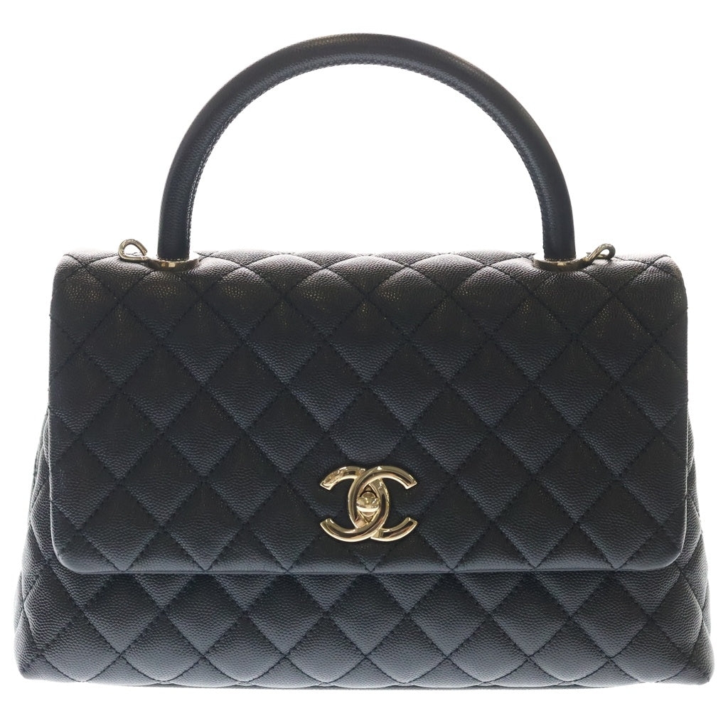 CHANEL(シャネル) ココハンドル29 ラージ ハンド ショルダーバッグ キャビアスキン レザー ゴールド金具 ブラック 30番台 レディース