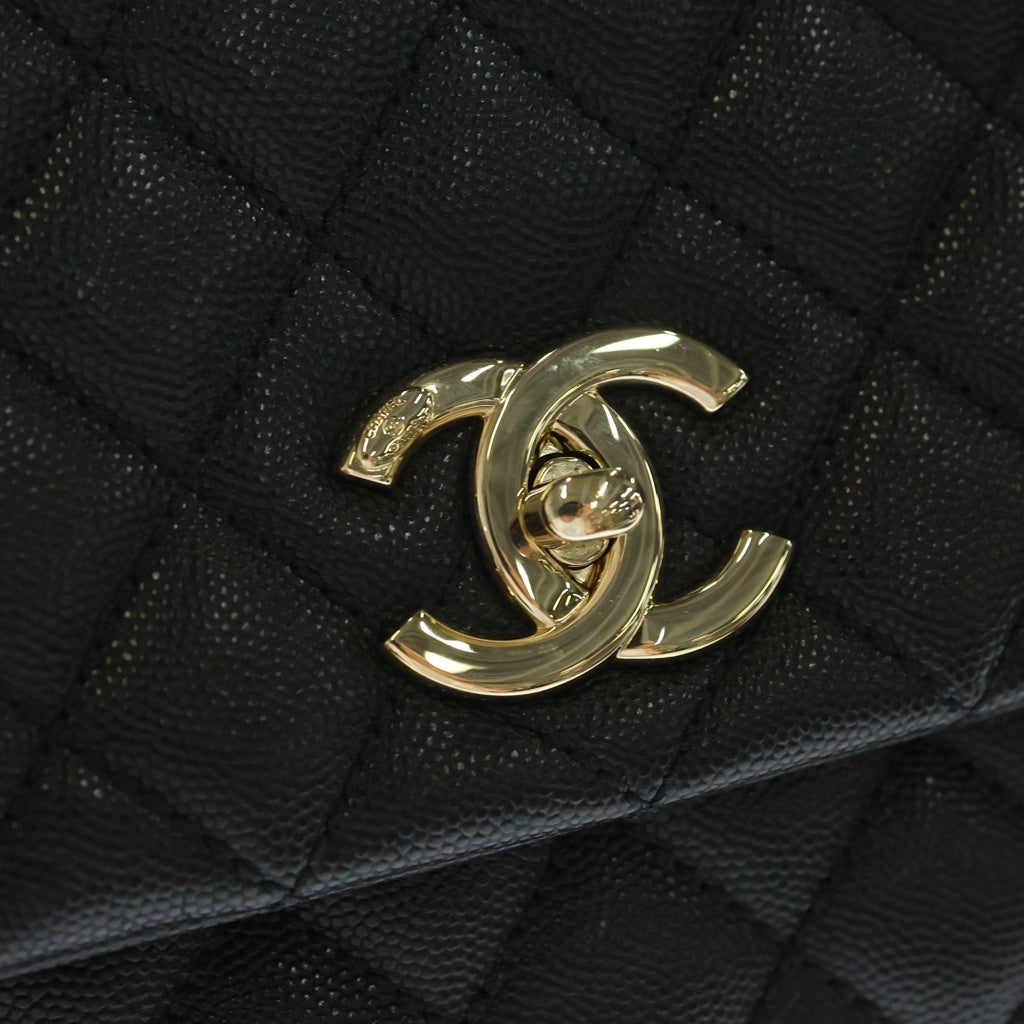 CHANEL(シャネル) ココハンドル29 ラージ ハンド ショルダーバッグ キャビアスキン レザー ゴールド金具 ブラック 30番台 レディース