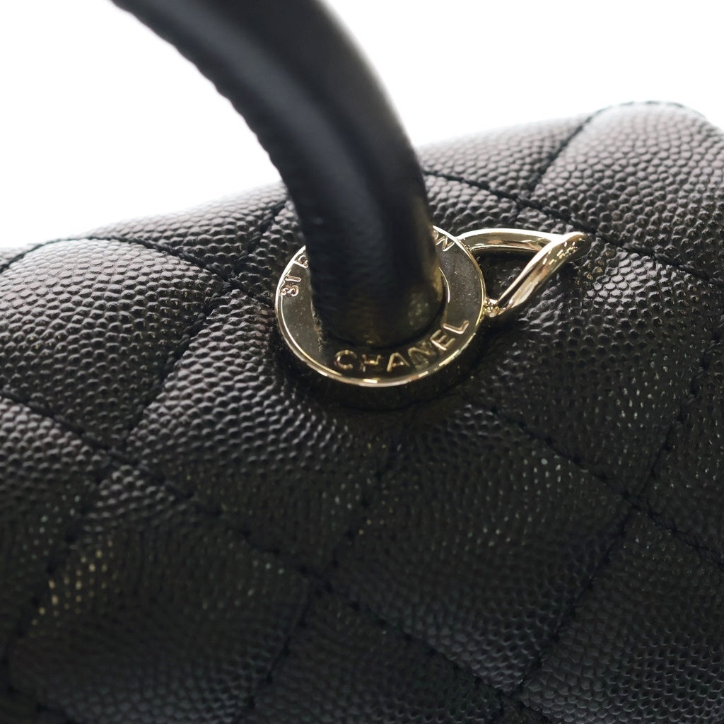 CHANEL(シャネル) ココハンドル29 ラージ ハンド ショルダーバッグ キャビアスキン レザー ゴールド金具 ブラック 30番台 レディース