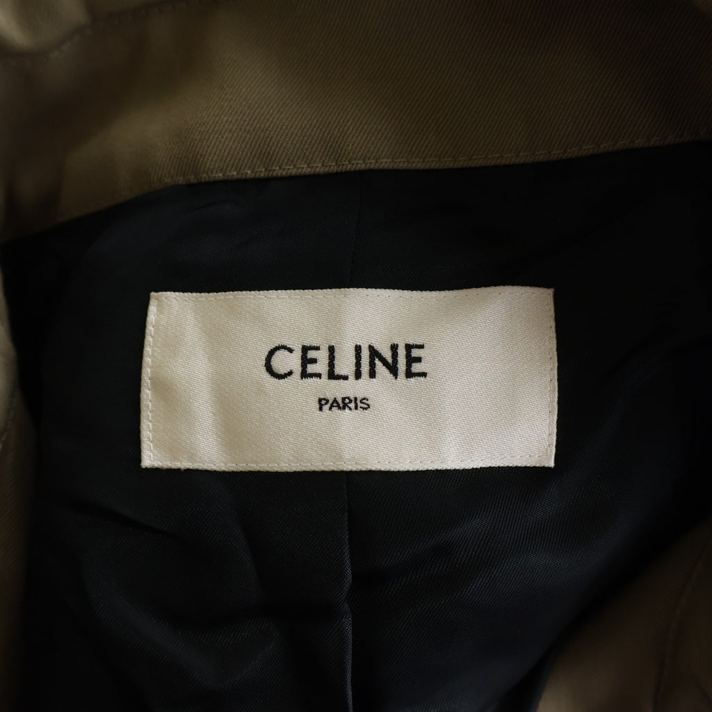 CELINE(セリーヌ) ウール コットン ベルト付き クラシック トレンチコート ダブルボタンフライ ロングコート #50 ベージュ 2M037984C