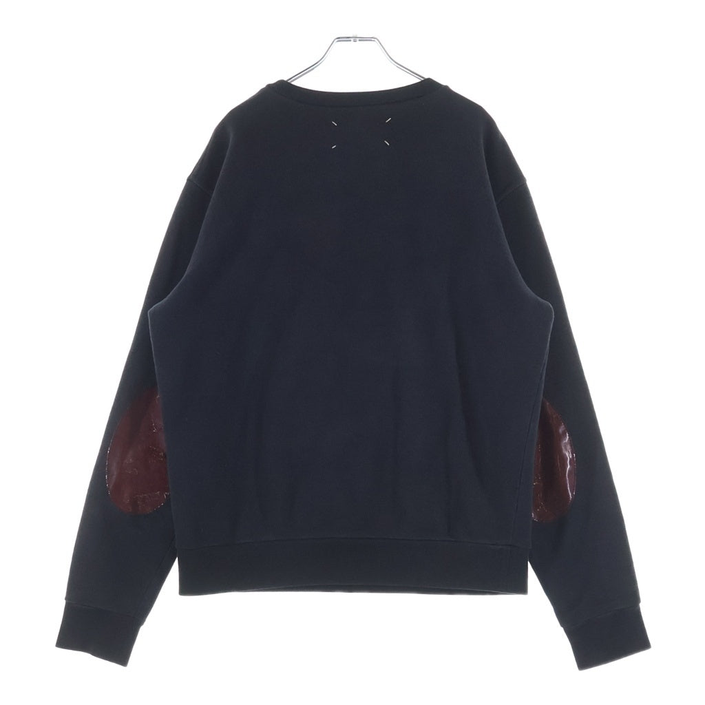 MM6 Maison Margiela(エムエムシックスメゾンマルジェラ) コットン エルボーパッチ クルーネック スウェットトレーナー #48 ブラック