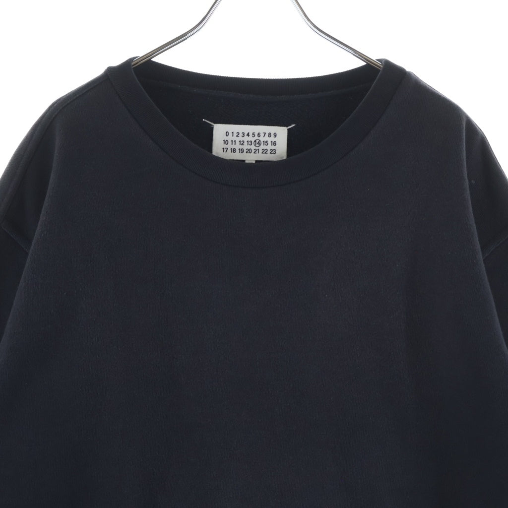 MM6 Maison Margiela(エムエムシックスメゾンマルジェラ) コットン エルボーパッチ クルーネック スウェットトレーナー #48 ブラック