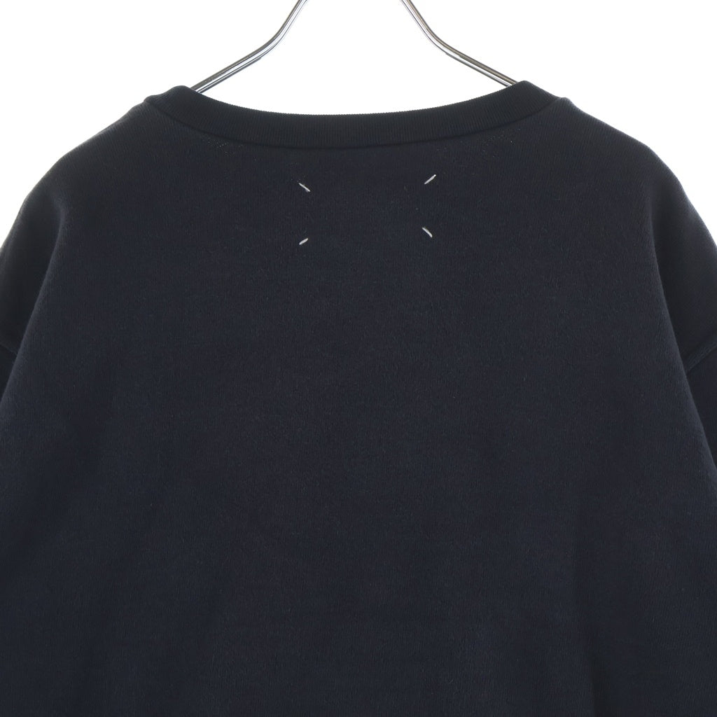 MM6 Maison Margiela(エムエムシックスメゾンマルジェラ) コットン エルボーパッチ クルーネック スウェットトレーナー #48 ブラック
