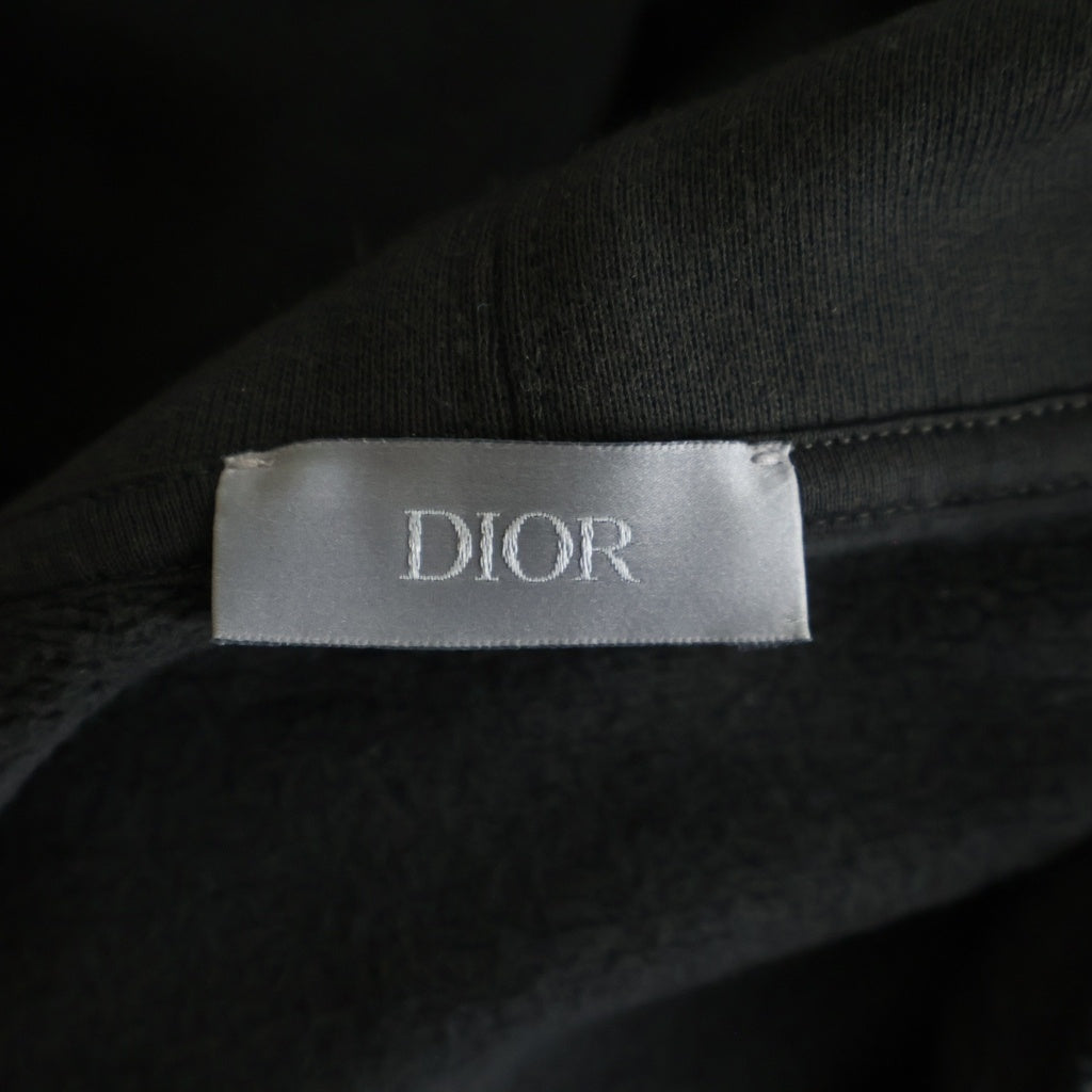 DIOR(ディオール) フロントロゴ刺繍 コットン フーデッド プルオーバー スウェット パーカー #S ブラック 013J605D0531