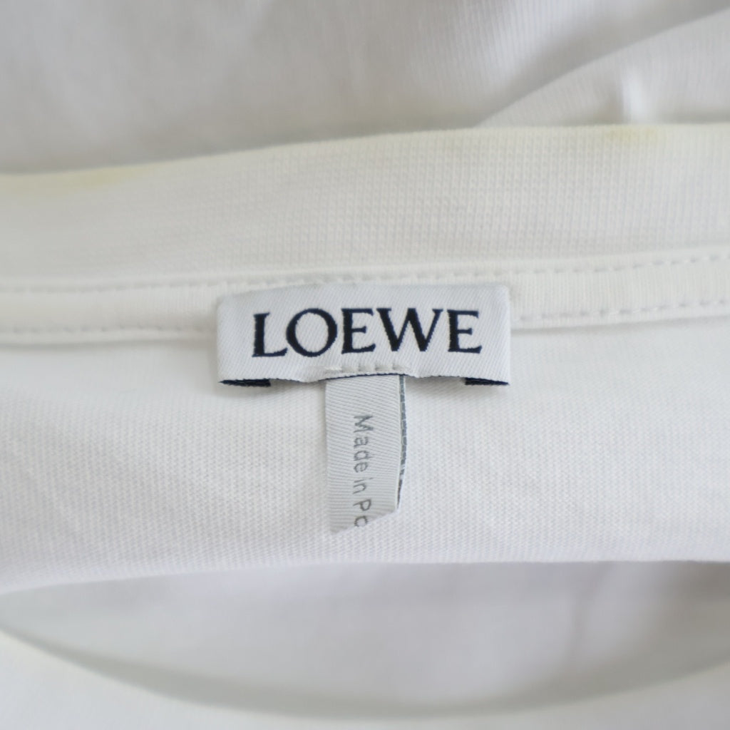 LOEWE(ロエベ) フロントロゴ アナグラム刺繍 コットン クルーネック 半袖 Tシャツ カットソー #M ホワイト H526Y22X75