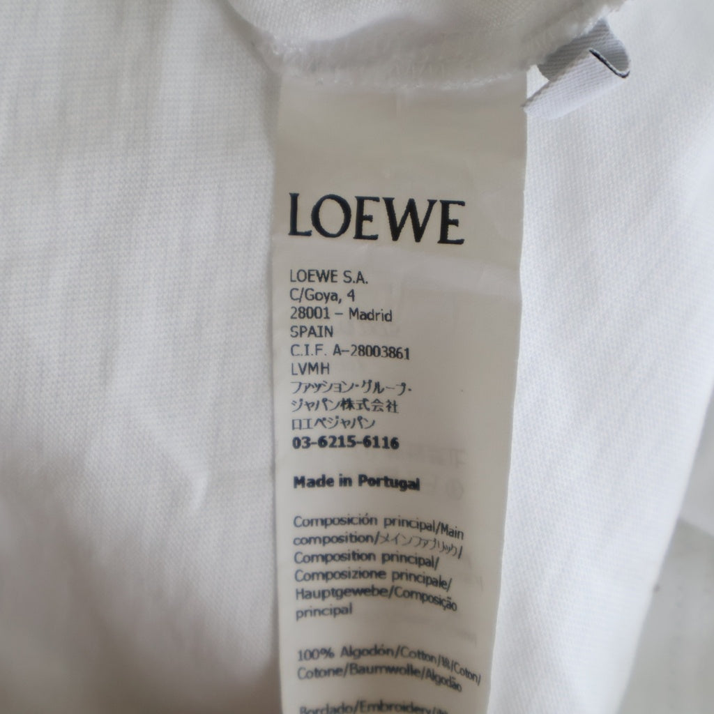 LOEWE(ロエベ) フロントロゴ アナグラム刺繍 コットン クルーネック 半袖 Tシャツ カットソー #M ホワイト H526Y22X75