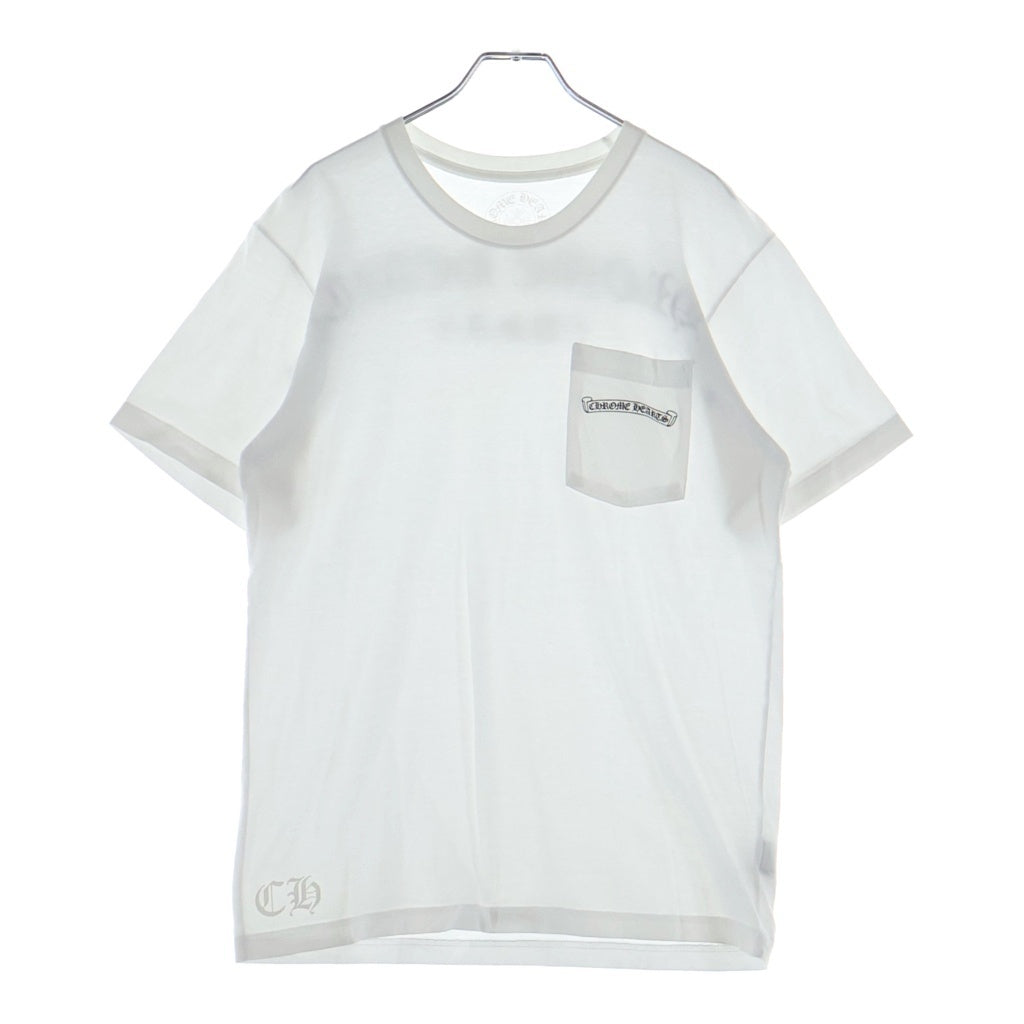 CHROME HEARTS(クロムハーツ) フロントポケット バックプリント ロゴ クルーネック 半袖 Tシャツ カットソー #M ホワイト 2212-304-0070