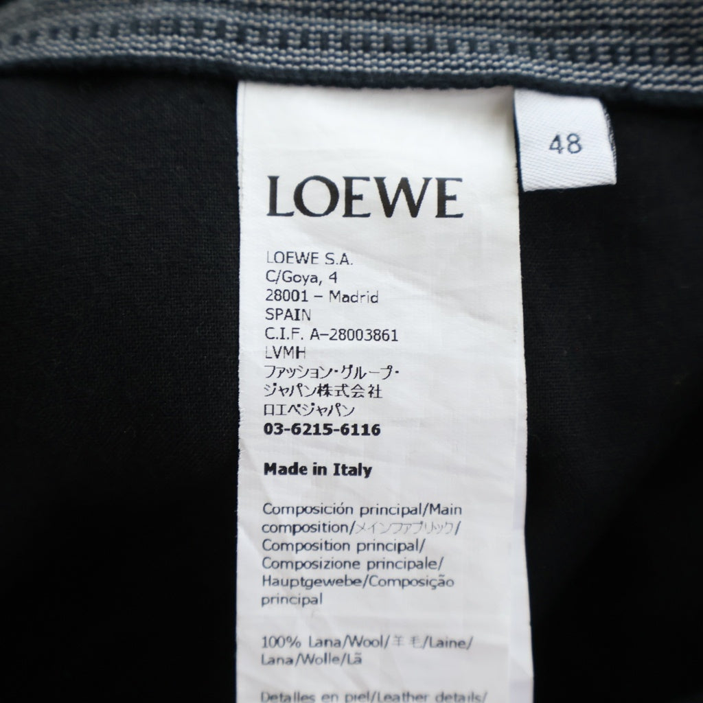 LOEWE(ロエベ) ウール ダブルニースラックス ジップフライ ボトムス パンツ #48 ブラック H526Y04WAO