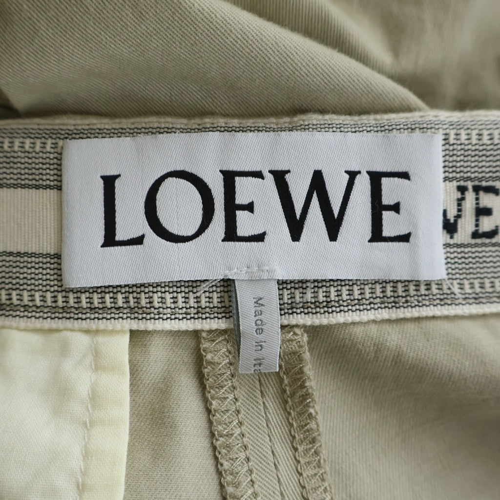 LOEWE(ロエベ) アナグラム ワイドカーゴパンツ トラウザーズ ドローストリング コットン ボタンフライ ベージュ H526Y04WAS
