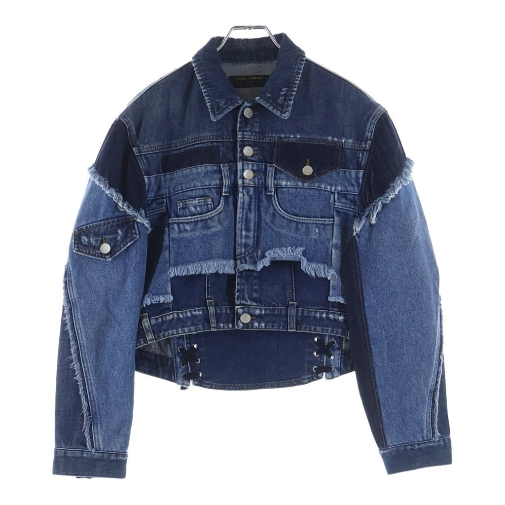 DOLCE & GABBANA(ドルチェアンドガッバーナ) ボタンフライ コットン リメイク デニムジャケット #44 ブルー CA00985
