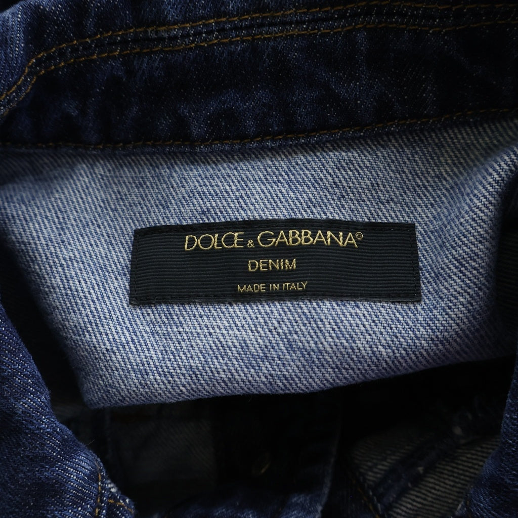 DOLCE & GABBANA(ドルチェアンドガッバーナ) ボタンフライ コットン リメイク デニムジャケット #44 ブルー CA00985