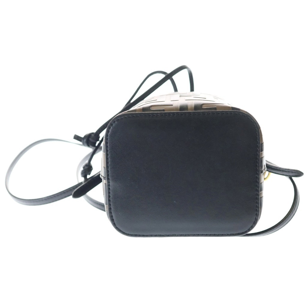 FENDI(フェンディ) ズッカ ミニ モントレゾール ショルダーバッグ ミニバッグ ブラウン×ブラック PVC×レザー 8BS010 ゴールド金具 レディース