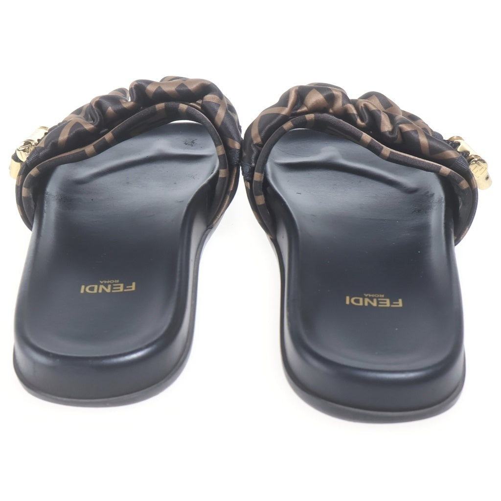 FENDI(フェンディ) ズッカ柄 フラット サンダル シューズ ブラック/ブラウン レディース