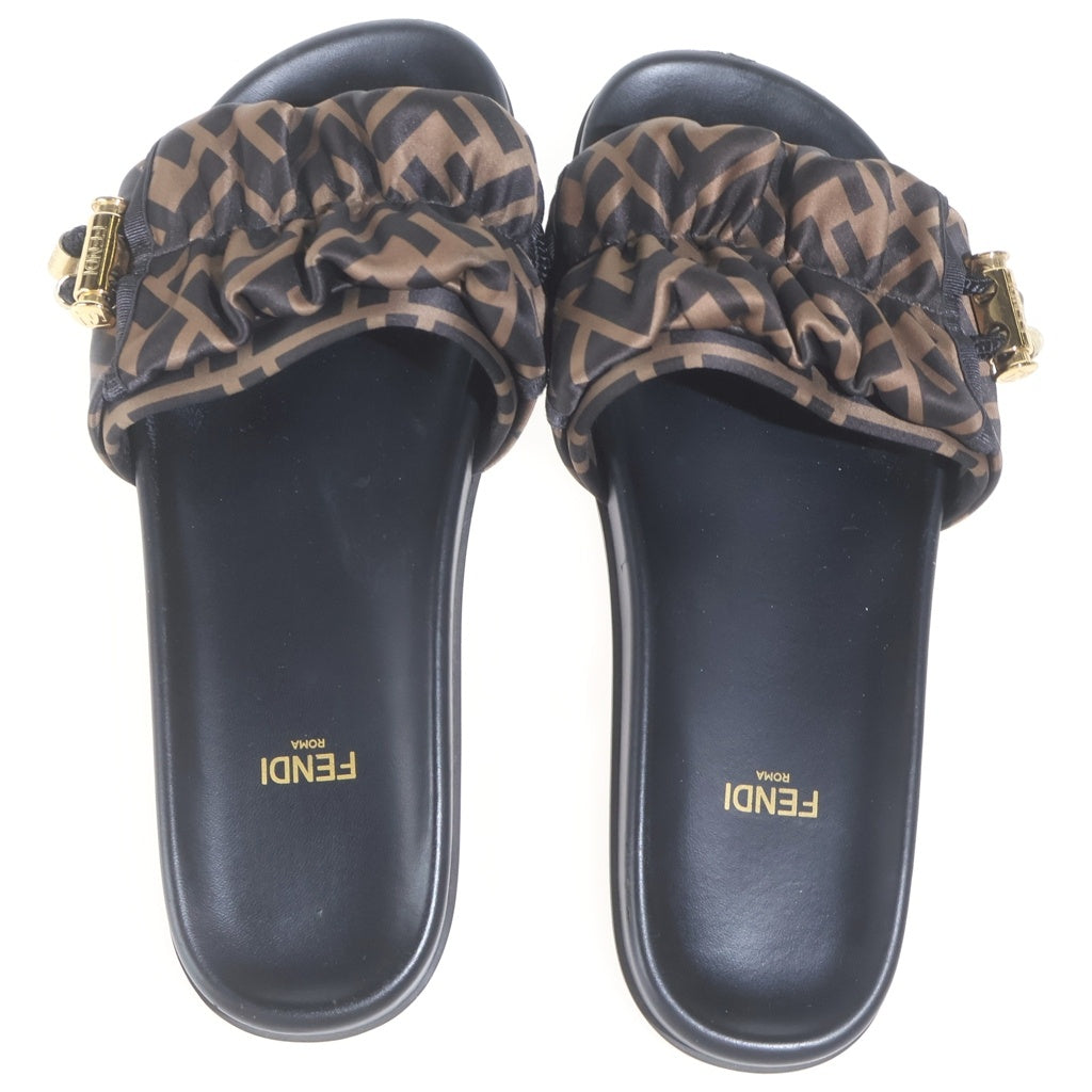 FENDI(フェンディ) ズッカ柄 フラット サンダル シューズ ブラック/ブラウン レディース