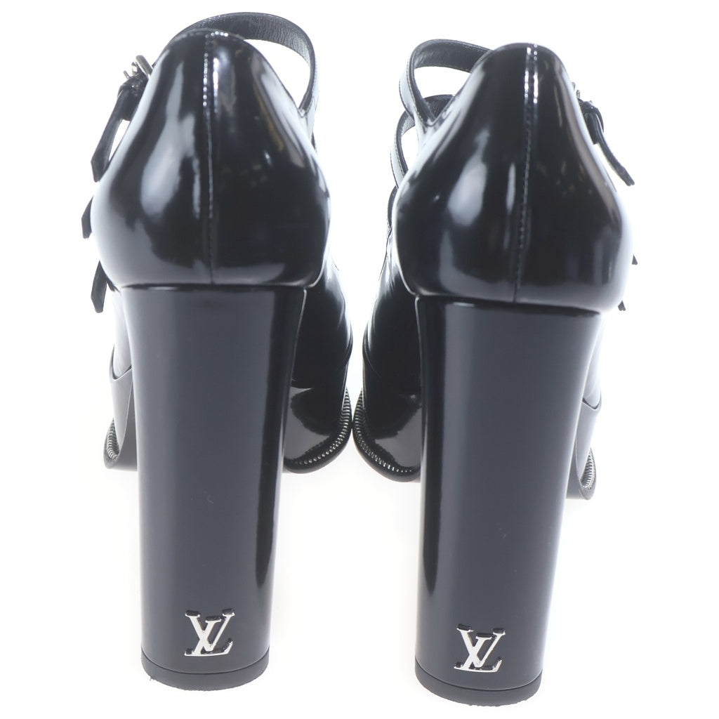 LOUIS VUITTON(ルイヴィトン) LVフェイムライン パテントレザー ストラップ ヒール パンプス シューズ ブラック レディース