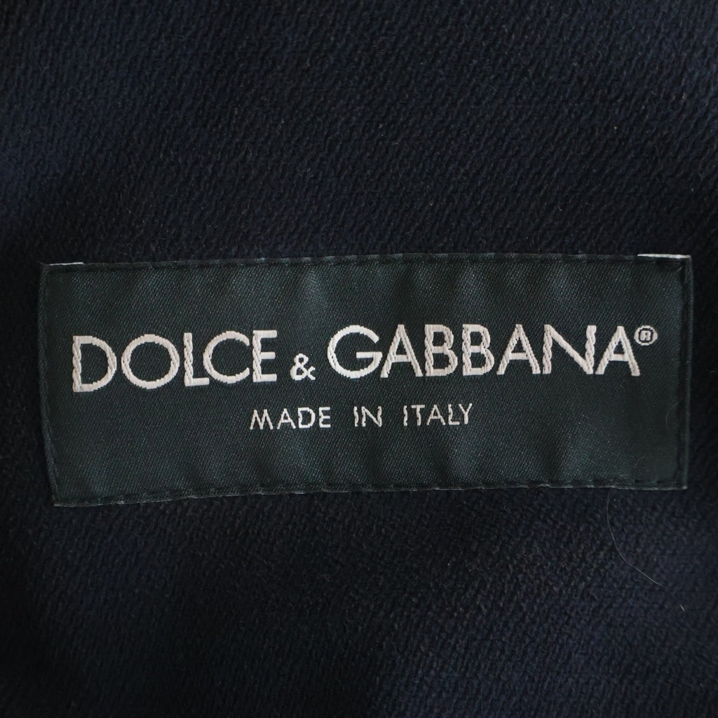 DOLCE & GABBANA(ドルチェアンドガッバーナ) 2WAY シアリング ラムレザー ファー ライニング ダブルブレスト フーテッド ジャケット ネイビー G9DD8Z