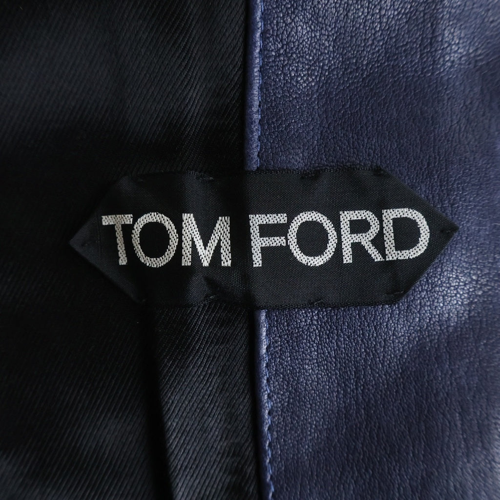 TOM FORD(トムフォード) ラムレザー ジップアップ レザー ジャケット ネイビー BG426 TFL467