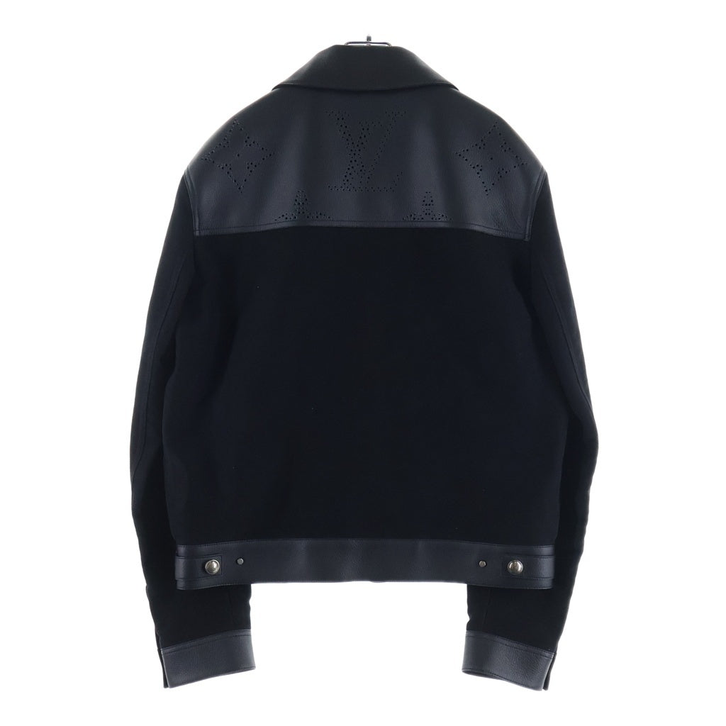 LOUIS VUITTON(ルイヴィトン) 25SS モノグラム ミックスレザー ワークウェアブルゾン パンチングレザー ジップアップ トラッカージャケット ブラック RM251 MA BQV HSLOSE