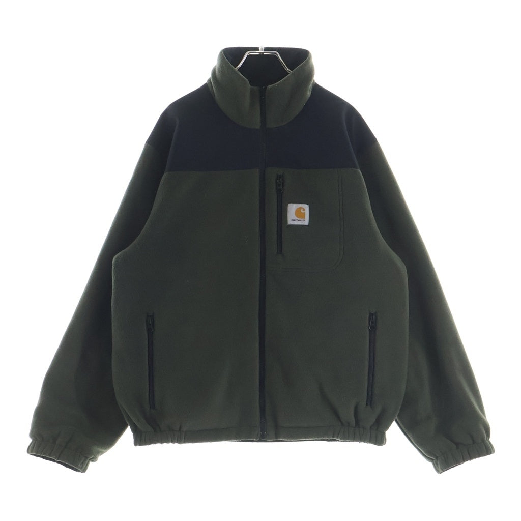 CARHARTT(カーハート) リバーシブル ワッペンロゴ フリース ナイロン ジップアップ ジャケット カーキ/ブラック