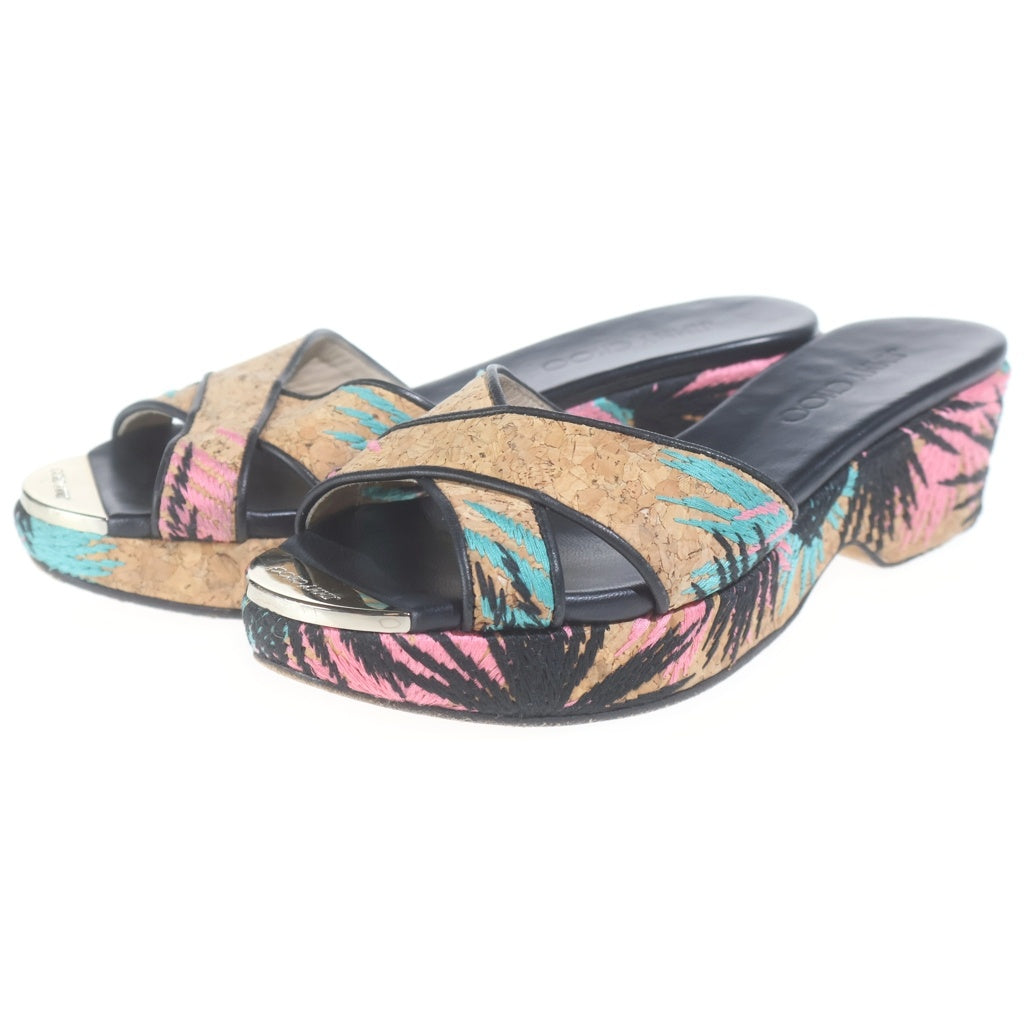 JIMMY CHOO(ジミーチュウ) PANNA パンナ コルク素材 ウェッジソール クロスストラップ サンダル #37 マルチカラー レディース