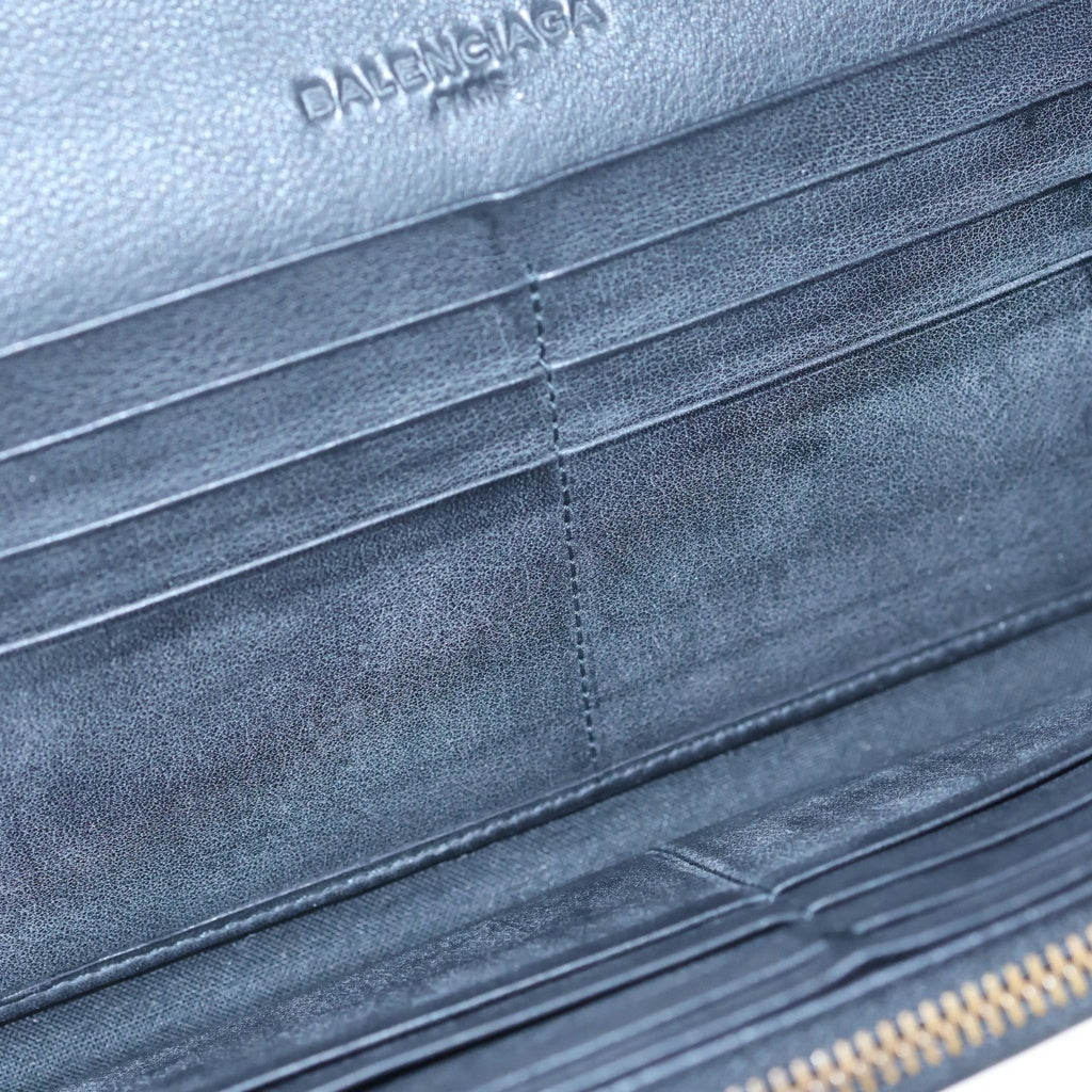 BALENCIAGA(バレンシアガ) ブラックアウト クラシック コンチネンタル パンチング レザー ロングウォレット 長財布 ブラック