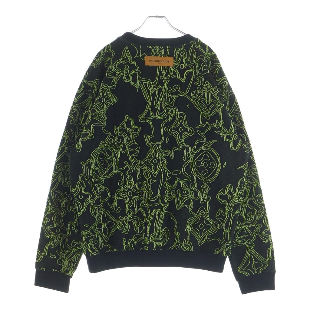 LOUIS VUITTON(ルイヴィトン) ウェイビーモノグラム 長袖 クルーネック ニット セーター 総柄 ブラック/イエロー RM232M Z64 HPY11W