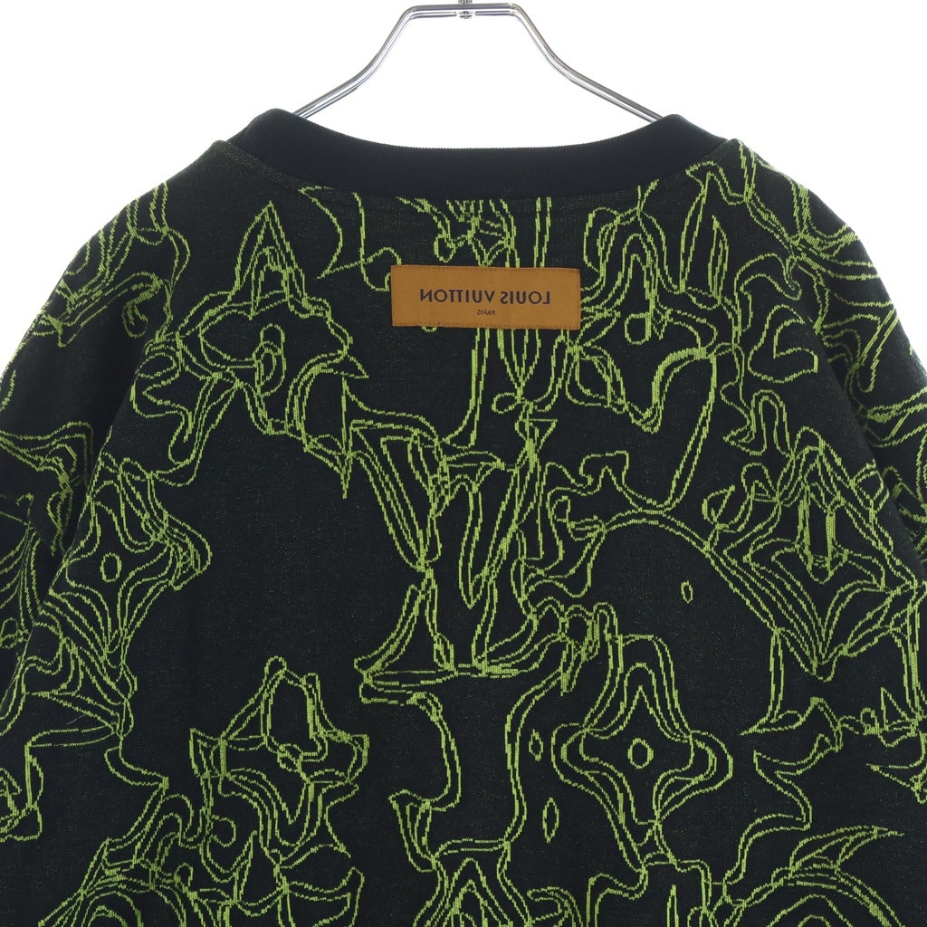 LOUIS VUITTON(ルイヴィトン) ウェイビーモノグラム 長袖 クルーネック ニット セーター 総柄 ブラック/イエロー RM232M Z64 HPY11W
