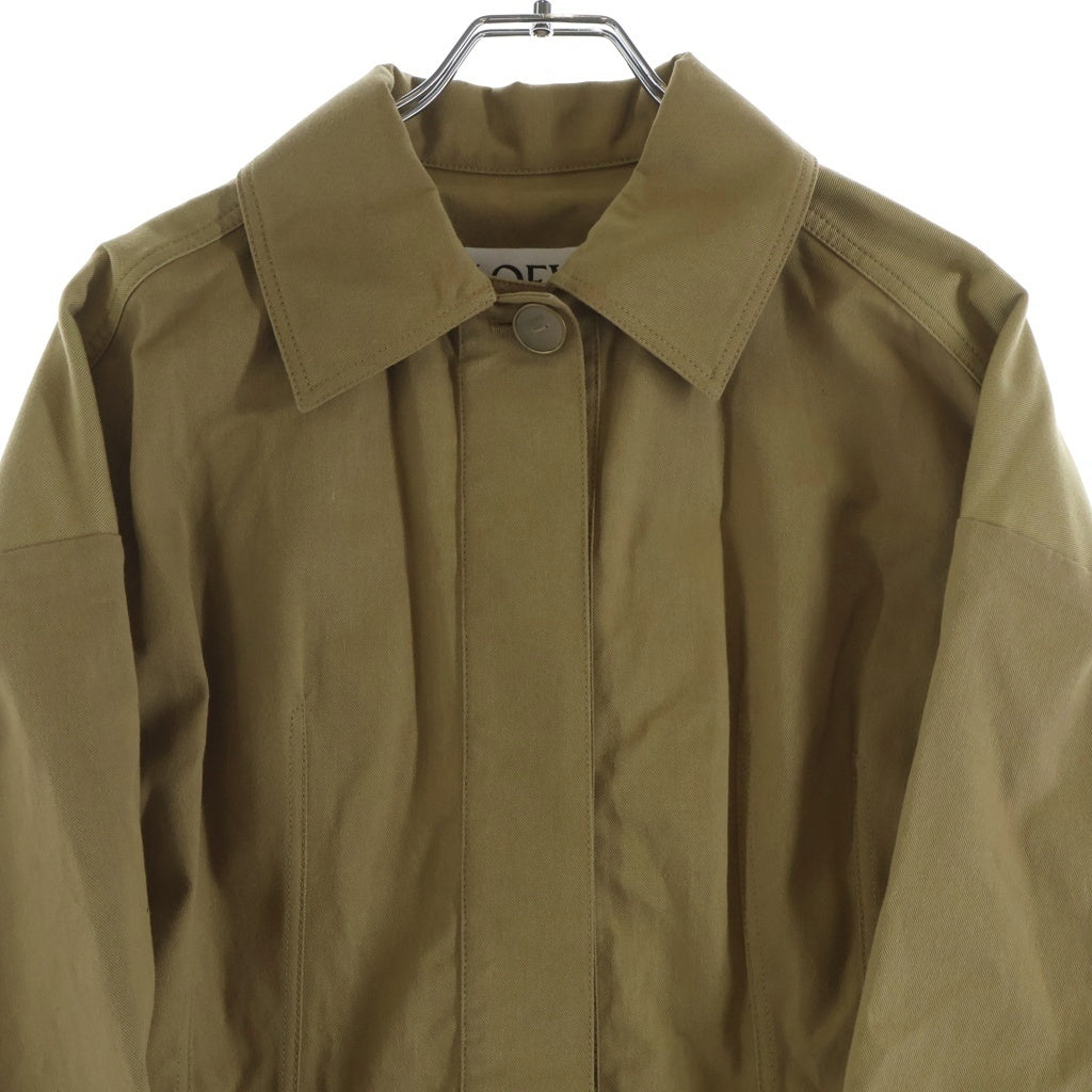 LOEWE(ロエベ) Belted Safari Jacket ベルテッドサファリジャケット コットンキャンバス 比翼 レザー ベージュ D2197090PA レディース