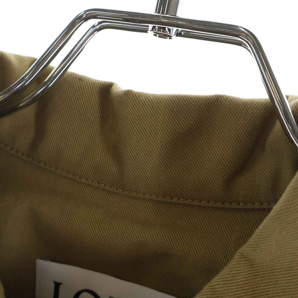 LOEWE(ロエベ) Belted Safari Jacket ベルテッドサファリジャケット コットンキャンバス 比翼 レザー ベージュ D2197090PA レディース