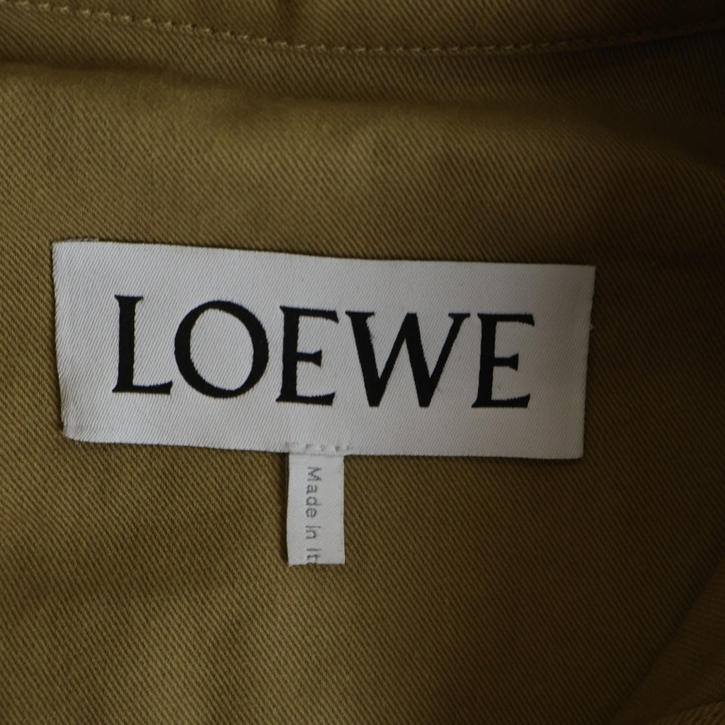 LOEWE(ロエベ) Belted Safari Jacket ベルテッドサファリジャケット コットンキャンバス 比翼 レザー ベージュ D2197090PA レディース