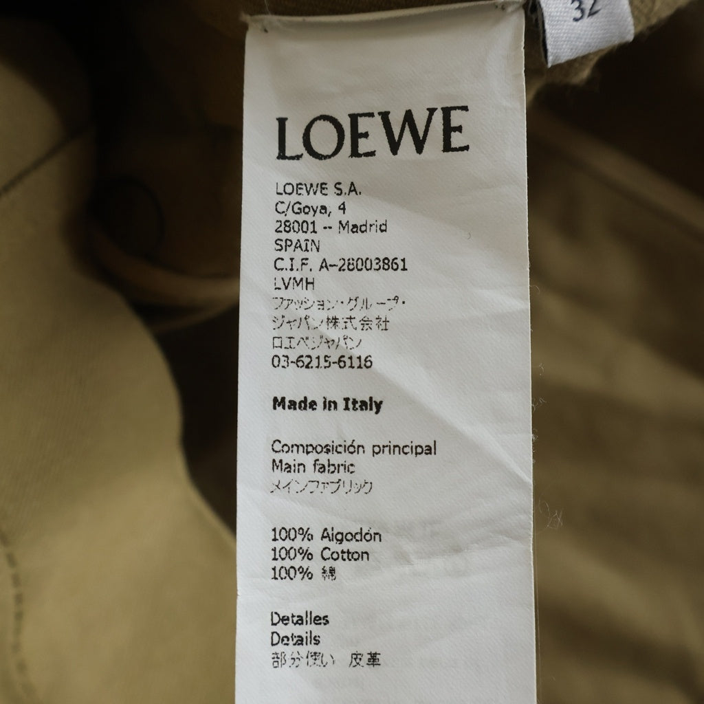 LOEWE(ロエベ) Belted Safari Jacket ベルテッドサファリジャケット コットンキャンバス 比翼 レザー ベージュ D2197090PA レディース