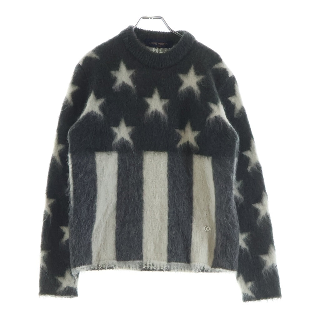 LOUIS VUITTON(ルイヴィトン) USAフラッグモヘアジャガードニット セーター ホワイト/グレー RM192 RIS HHN98W レディース
