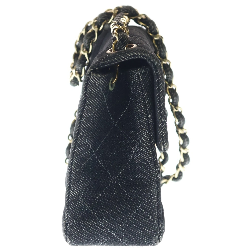 CHANEL(シャネル) ミニマトラッセ 17 チェーンショルダーミニバッグ ブラック デニム ゴールド金具 レディース