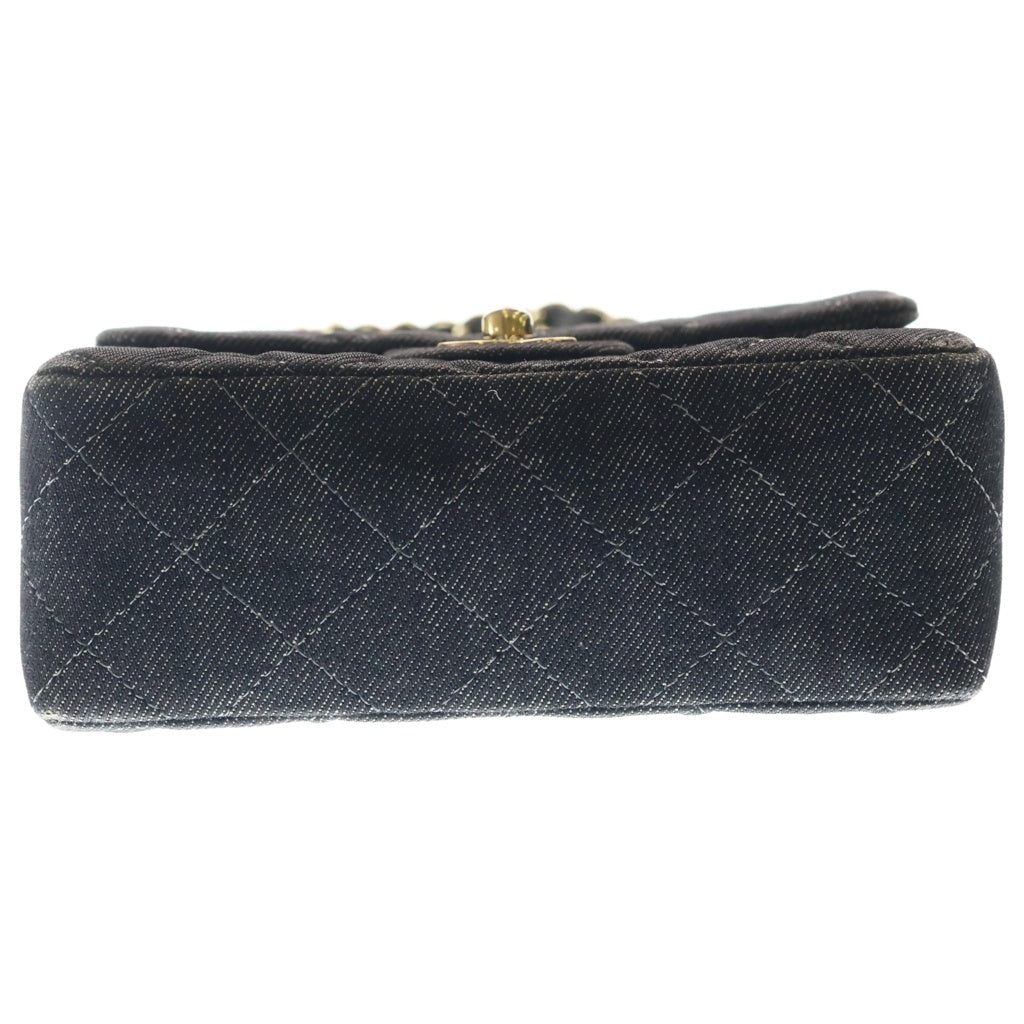 CHANEL(シャネル) ミニマトラッセ 17 チェーンショルダーミニバッグ ブラック デニム ゴールド金具 レディース