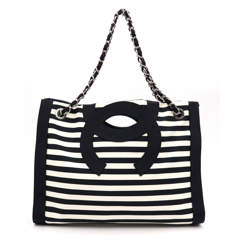 CHANEL(シャネル) クルーズライン チェーンショルダーバッグ ハンドバッグ ブラック ボーダー A47944 シルバー金具 レディース