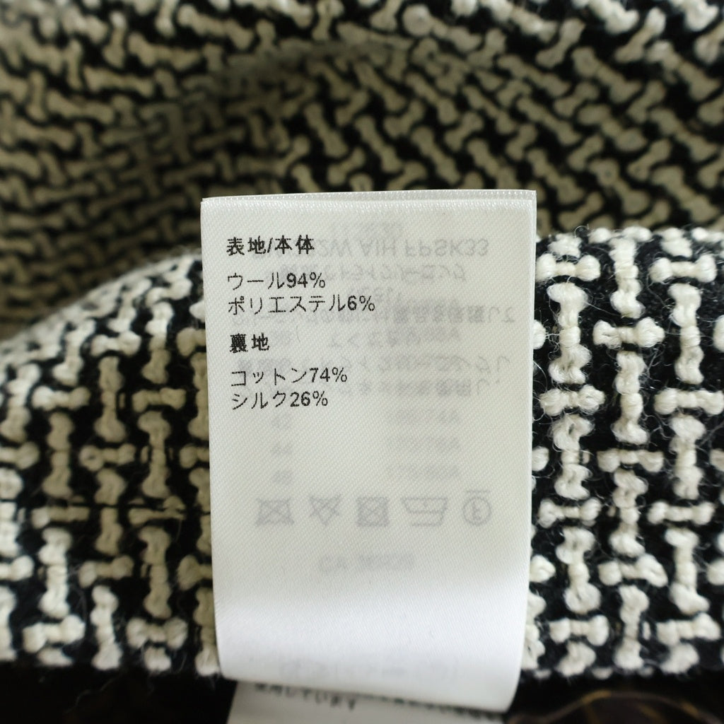 LOUIS VUITTON(ルイヴィトン) 23AW ウール レザー切替 裏地モノグラム ツイードスカート ブラック ホワイト RW232W AIH FPSK33 レディース