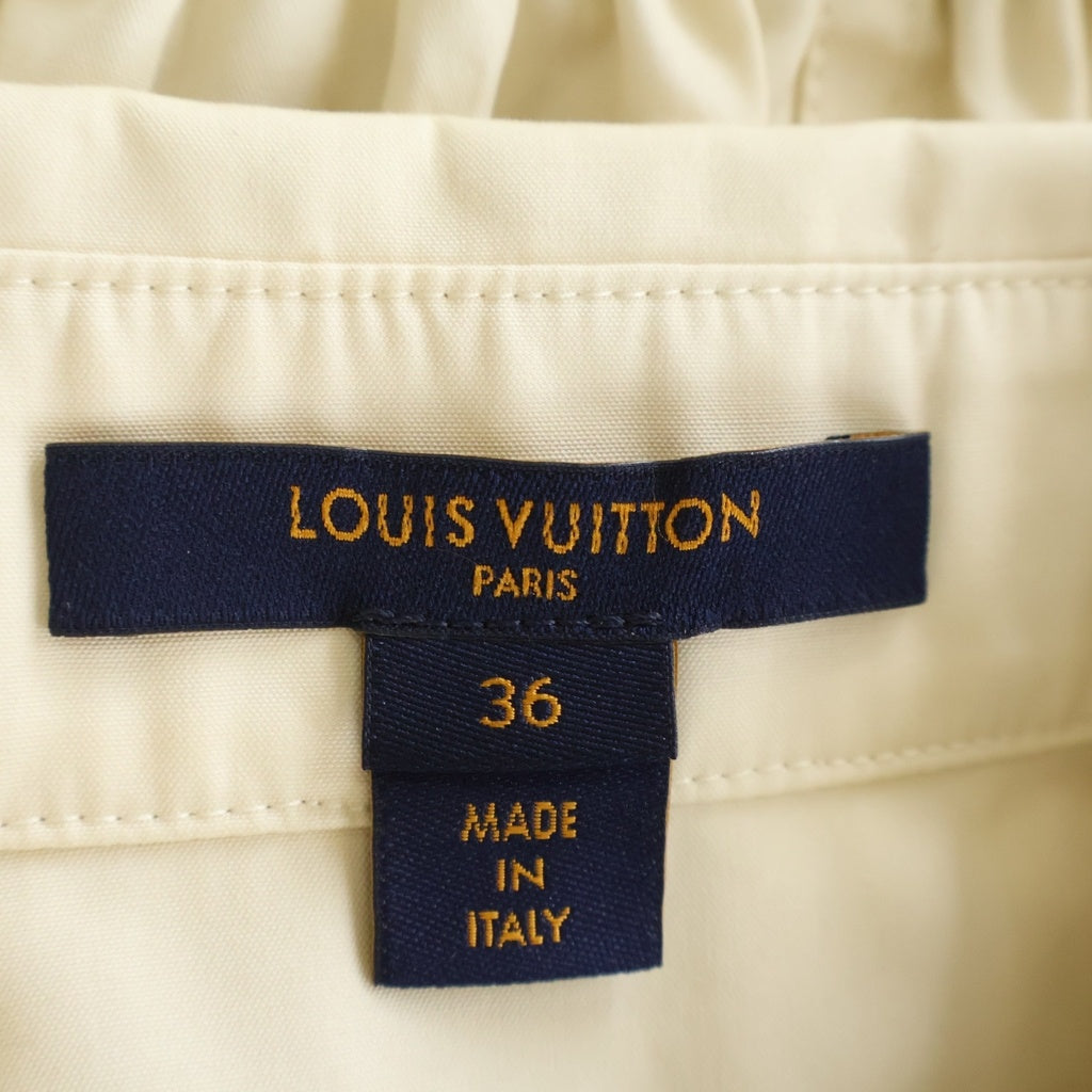 LOUIS VUITTON(ルイヴィトン) モノグラム スカーフサファリ シャツドレス ワンピース ノースリーブ ギャザー ベージュ RW222B O18 FNRO25 レディース