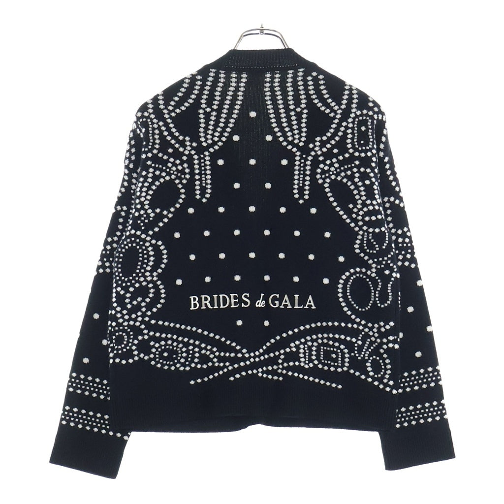 HERMES(エルメス) 23SS Brides de Gala ブリッド ドゥ 柄 ジャガード総柄 カシミヤ ニット カーディガン ブラック 3E2711D8 レディース