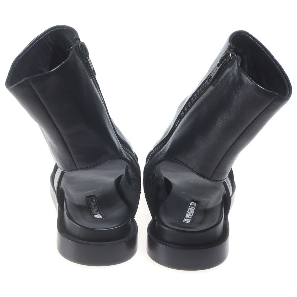 ANN DEMEULEMEESTER(アンドゥムルメステール) VITELLO FINE NERO サイドジップ レザーサンダル ロングブーツ フラットシューズ ブラック レディース