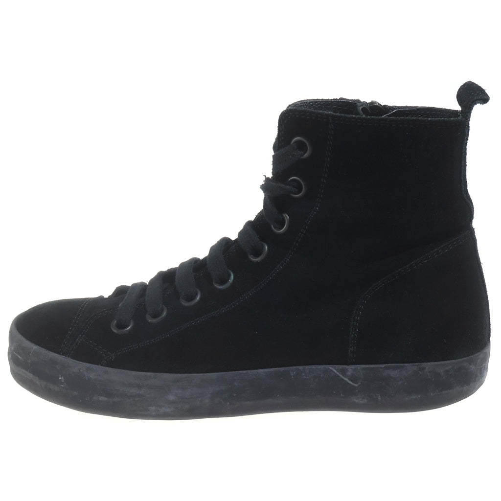 ANN DEMEULEMEESTER(アンドゥムルメステール) BOZO NERO 8ホール スエードハイカットスニーカー シューズ サイドジップ ブラック レディース