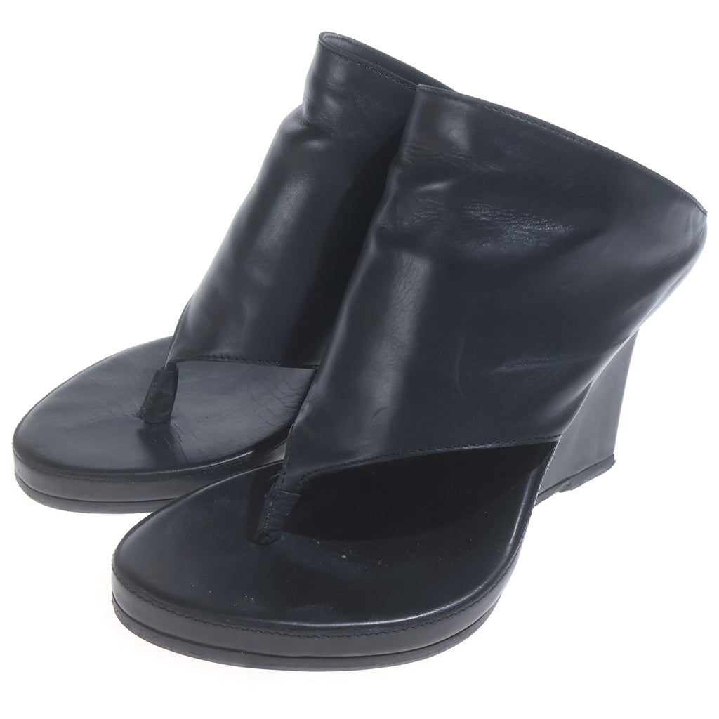 ANN DEMEULEMEESTER(アンドゥムルメステール) ウェッジソール レザーサンダル ミュール シューズ ブラック レディース
